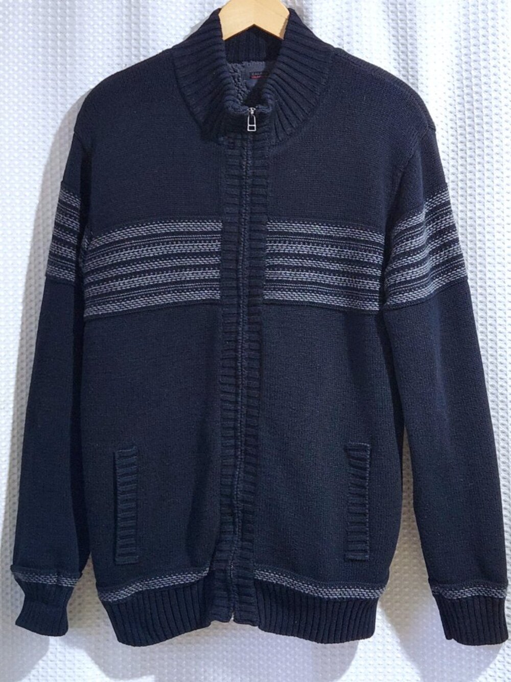 Emanuel Ungaro Knit Jacket Mens Large Black Heavy Sherpa Lined Full Zip Sweater